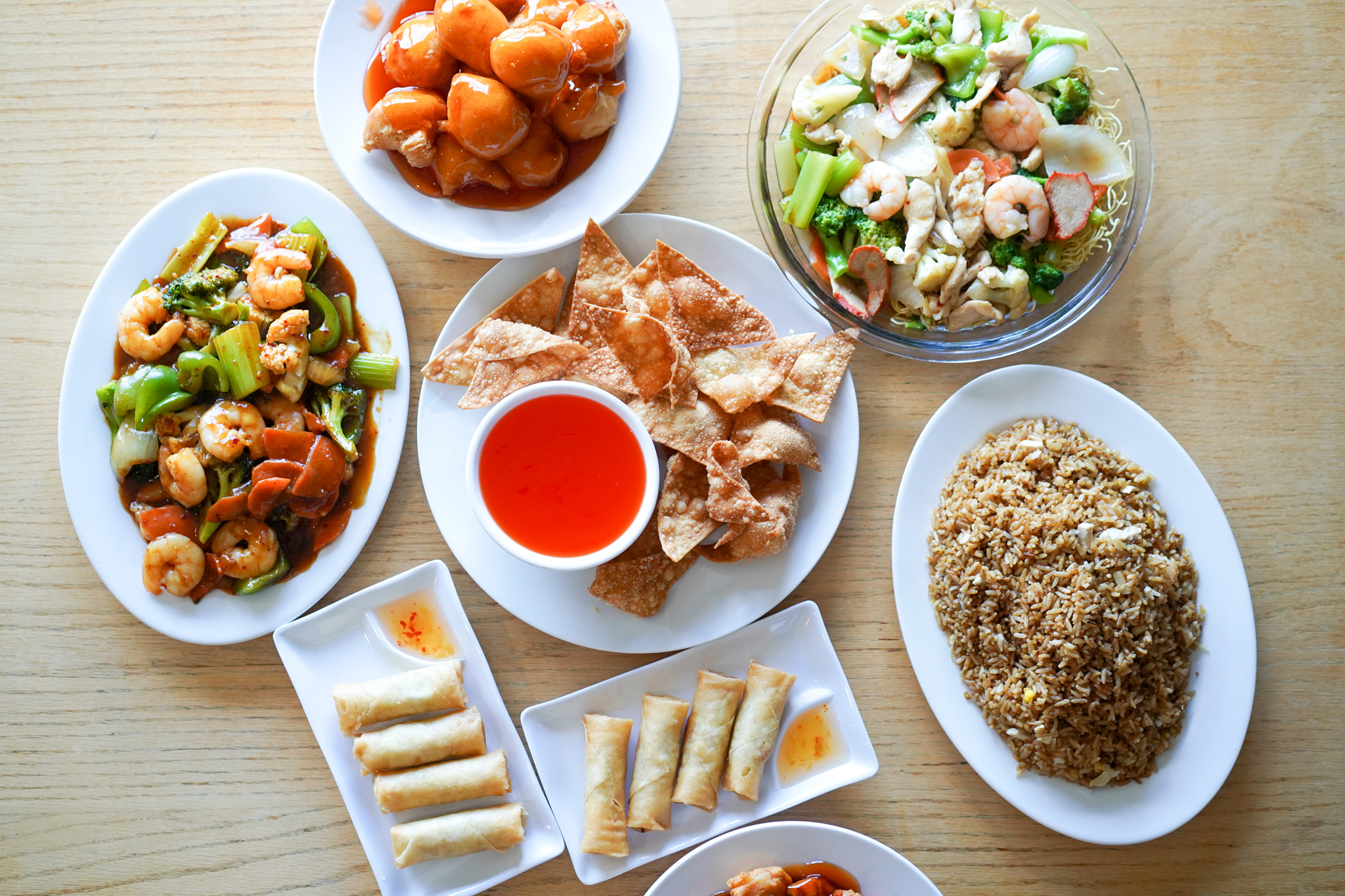 Riverside Restaurant dishes served together on a dining table